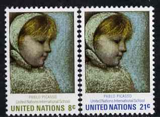 United Nations (NY) 1971 UN International Schools (Maia by Picasso) set of 2 unmounted mint, SG 225-26, stamps on , stamps on  stamps on united nations, stamps on education, stamps on arts, stamps on picasso