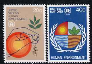 United Nations (NY) 1982 Human Environment set of 2 unmounted mint, SG 380-81, stamps on , stamps on  stamps on environment, stamps on 