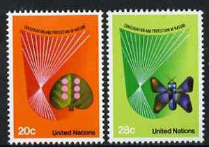 United Nations (NY) 1982 Conservation & Protection of Nature set of 2 unmounted mint, SG 399-400, stamps on , stamps on  stamps on environment, stamps on trees, stamps on butterflies