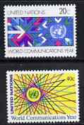 United Nations (NY) 1983 World Communication Year set of 2 unmounted mint, SG 401-02, stamps on communications, stamps on archery