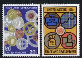 United Nations (NY) 1983 Trade & Development set of 2 unmounted mint, SG 406-07, stamps on , stamps on  stamps on trade, stamps on business, stamps on coins