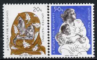 United Nations (NY) 1984 Future for Refugees set of 2 unmounted mint, SG 432-33, stamps on , stamps on  stamps on refugees