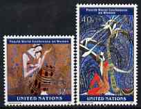 United Nations (NY) 1995 World Conference on Women set of 2 unmounted mint, SG 676-77, stamps on , stamps on  stamps on women, stamps on harps, stamps on music