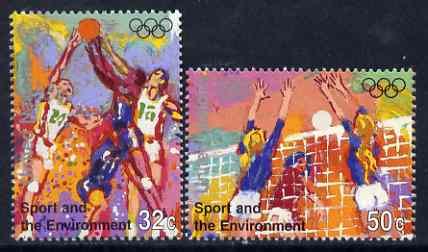 United Nations (NY) 1996 Sport and the Environment set of 2 unmounted mint, SG 703-04, stamps on , stamps on  stamps on sport, stamps on environment, stamps on basketball, stamps on volleyball