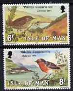 Isle of Man 1980 Christmas & Wildlife Conservation Year set of 2 unmounted mint, SG 181-82, stamps on , stamps on  stamps on christmas, stamps on birds, stamps on robin, stamps on wren