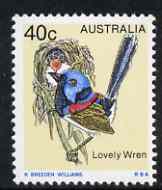 Australia 1978-80 Lovely Wren 40c from Birds def set unmounted mint, SG 678, stamps on birds, stamps on wren