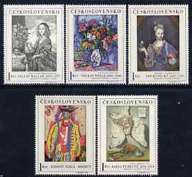 Czechoslovakia 1966 Art (1st issue) set of 5 unmounted mint, SG 1619-23, stamps on , stamps on  stamps on arts, stamps on owls, stamps on hunting, stamps on still life