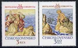 Czechoslovakia 1976 Bratislavia Tapestries (3rd series) set of 2 unmounted mint, SG 2281-82, stamps on , stamps on  stamps on arts, stamps on tapestry, stamps on textiles, stamps on greek, stamps on myths, stamps on  stamps on mythology