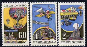 Czechoslovakia 1968 'Praga 68' Stamp Exhibition (2nd Issue) set of 3 unmounted mint, SG 1718-20, stamps on , stamps on  stamps on castles, stamps on bridges, stamps on aviation, stamps on stamp exhibitions, stamps on balloons, stamps on airships, stamps on 