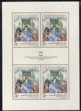 Czechoslovakia 1968 'Praga 68' Stamp Exhibition (6th issue - painting by Durer) unmounted mint sheetlet of 4 plus label, as SG 1756, stamps on , stamps on  stamps on stamp exhibition, stamps on arts, stamps on durer, stamps on  stamps on renaissance