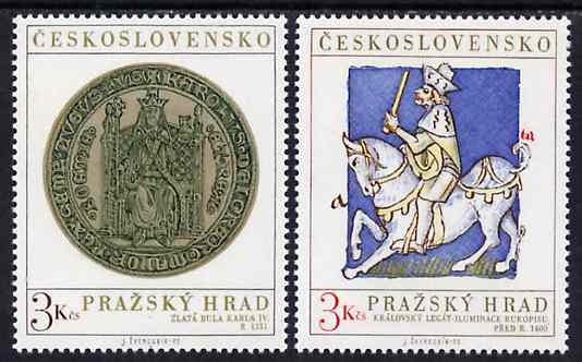 Czechoslovakia 1973 Prague Castle (9th series) set of 2 unmounted mint, SG 2103-04, stamps on , stamps on  stamps on arts, stamps on castles, stamps on gold, stamps on chess