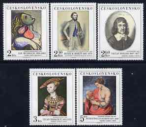 Czechoslovakia 1977 Art (12th issue) set of 5 unmounted mint, SG 2375-79, stamps on , stamps on  stamps on arts, stamps on rubens, stamps on cranach, stamps on egyptology