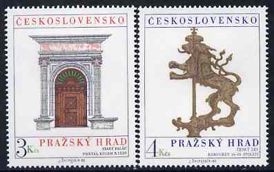 Czechoslovakia 1980 Prague Castle (16th series) set of 2 unmounted mint, SG 2543-44, stamps on , stamps on  stamps on arts, stamps on castles, stamps on lions