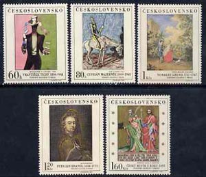 Czechoslovakia 1967 Art (2nd issue) set of 5 unmounted mint, SG 1699-1703, Mi 1748-52, stamps on , stamps on  stamps on arts, stamps on literature, stamps on horses, stamps on playing cards, stamps on 