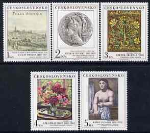 Czechoslovakia 1981 Art (15th issue) set of 5 unmounted mint, SG 2601-05, stamps on , stamps on  stamps on arts, stamps on flowers, stamps on medals, stamps on nudes, stamps on picasso, stamps on tapestry, stamps on textiles