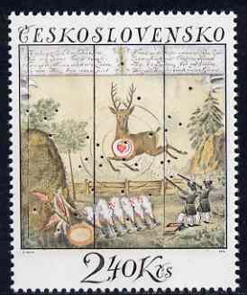 Czechoslovakia 1974 Stag 2k40 (from Old Targets set) unmounted mint SG 2182, stamps on shooting, stamps on deer