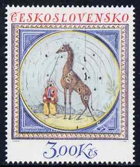 Czechoslovakia 1974 Turk & Giraffe 3k (from Old Targets set) unmounted mint SG 2183, stamps on shooting, stamps on giraffes