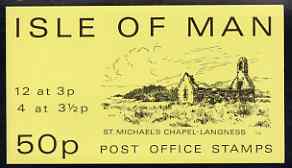 Isle of Man 1974 St Michael's Chapel 50p stamp sachet (yellow cover) complete and pristine, stamps on , stamps on  stamps on churches