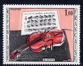 France 1965 The Red Violin by Dufy unmounted mint, SG 1674, stamps on music, stamps on arts, stamps on musical instruments