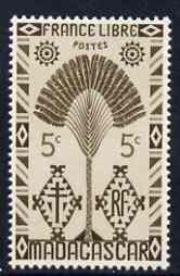 Madagascar 1943 Travellers Tree 5c brown unmounted mint, SG 254, stamps on trees
