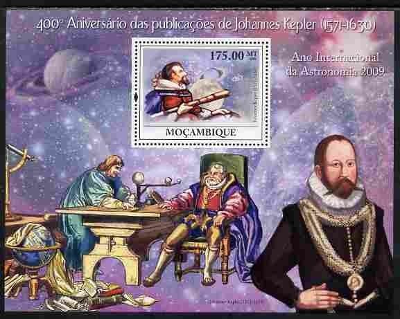 Mozambique 2009 Johannes Kepler perf s/sheet unmounted mint, stamps on personalities, stamps on astronomy, stamps on astrology, stamps on maths, stamps on mathematics, stamps on planets