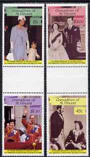 St Vincent - Grenadines 1987 Ruby Wedding 4 values in se-tenant gutter pairs (folded through gutter) unmounted mint SG 536-39, stamps on , stamps on  stamps on royalty, stamps on ruby