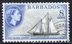 Barbados 1965 Colonial Schooner 8c (wmk block CA) very fine used, SG 314*, stamps on , stamps on  stamps on ships, stamps on schooners