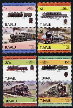 Tuvalu 1984 Locomotives #3 (Leaders of the World) set of 8 opt'd SPECIMEN (as SG 273-80) unmounted mint