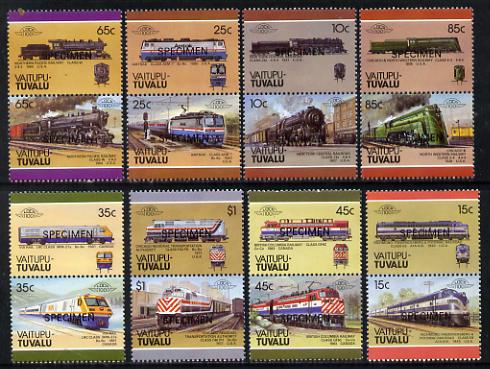 Tuvalu - Vaitupu 1987 Locomotives #3 (Leaders of the World) set of 16 optd SPECIMEN unmounted mint, stamps on railways