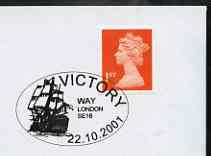 Postmark - Great Britain 2001 cover with 'Victory' illustrated cancel, stamps on ships, stamps on victory, stamps on nelson