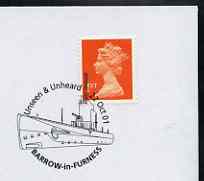 Postmark - Great Britain 2001 cover with Unseen and Unheard Barrow in Furness cancel illustrated with a Submarine, stamps on ships, stamps on submarines