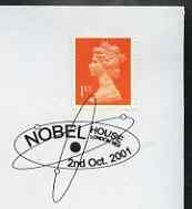 Postmark - Great Britain 2001 cover with 'Nobel House' London cancel illustrated with Atomic Symbols, stamps on nobel, stamps on atomics, stamps on physics