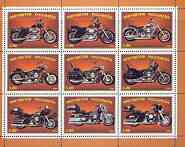 Ingushetia Republic 1999 Harley Davidson Motorcycles perf sheetlet containing set of 9 values complete unmounted mint, stamps on , stamps on  stamps on motorbikes