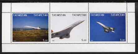 Tatarstan Republic 2000 Concorde perf sheetlet containing set of 3 values complete unmounted mint, stamps on aviation, stamps on concorde