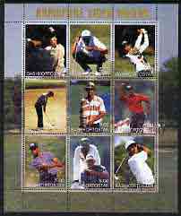 Bashkortostan 2001 Tiger Woods perf sheetlet containing set of 9 values complete unmounted mint, stamps on , stamps on  stamps on sport, stamps on golf