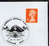 Postmark - Great Britain 2001 cover with The Admirals Original Flag Aloft Chatham cancel illustrated with Nelsons hat, Flags & Anchor, stamps on ships, stamps on nelson, stamps on anchors, stamps on flags, stamps on headdresses, stamps on hats