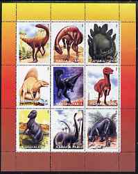 Karakalpakia Republic 1998 Prehistoric Life perf sheetlet containing set of 9 values complete unmounted mint, stamps on dinosaurs