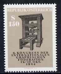 Austria 1964 Graphical Federation Congress unmounted mint, SG 1439, Mi 1175, stamps on , stamps on  stamps on printing