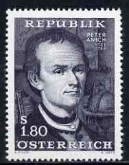 Austria 1966 Death Bicentenary of Peter Anich (cartographer) unmounted mint, SG 1478, Mi 1216, stamps on , stamps on  stamps on maps