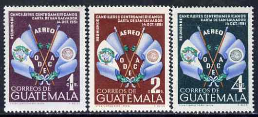 Guatemala 1954 Organization of Central American States set of 3 unmounted mint, SG 566-68, Mi 561-63, stamps on , stamps on  stamps on flags