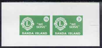 Sanda Island 1965 Lions International imperf m/sheet containing set of 2 (1s6d & 3s green) unmounted mint