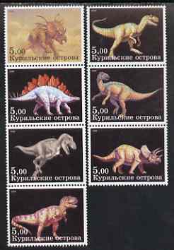 Kuril Islands 2000 Dinosaurs perf set of 7 values complete unmounted mint, stamps on , stamps on  stamps on dinosaurs
