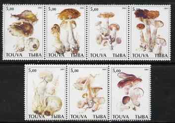 Touva 2001 Mushrooms perf set of 7 values complete unmounted mint, stamps on fungi