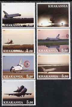 Chakasia 2000 Space Shuttle perf set of 7 values complete unmounted mint, stamps on aviation, stamps on space, stamps on shuttle, stamps on boeing, stamps on 747