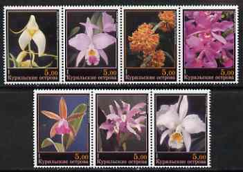 Kuril Islands 2000 Orchids perf set of 7 values complete unmounted mint, stamps on flowers, stamps on orchids