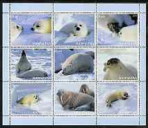 Kamchatka Republic 2000 Seals perf sheetlet containing set of 9 values complete unmounted mint, stamps on , stamps on  stamps on polar, stamps on animals, stamps on  stamps on seals, stamps on  stamps on marine life