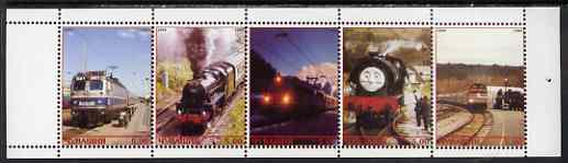 Chuvashia Republic 1999 Railway Locos perf sheetlet containing set of 5 values complete unmounted mint, stamps on railways, stamps on 