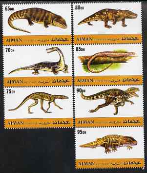 Ajman 2000 Dinosaurs perf set of 7 values complete unmounted mint, stamps on dinosaurs