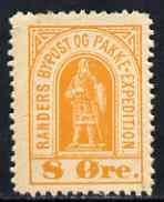 Cinderella - Denmark perf label inscribed 'Randers Bypost Og Pakke Expedition' 8 ore yellow on ungummed paper, stamps on , stamps on  stamps on vikings