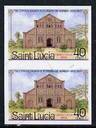 St Lucia 1986 St Joseph Church 40c (Christmas) imperf pair unmounted mint (ex archive sheet thus some pen marks), as SG 920, stamps on , stamps on  stamps on christmas, stamps on churches